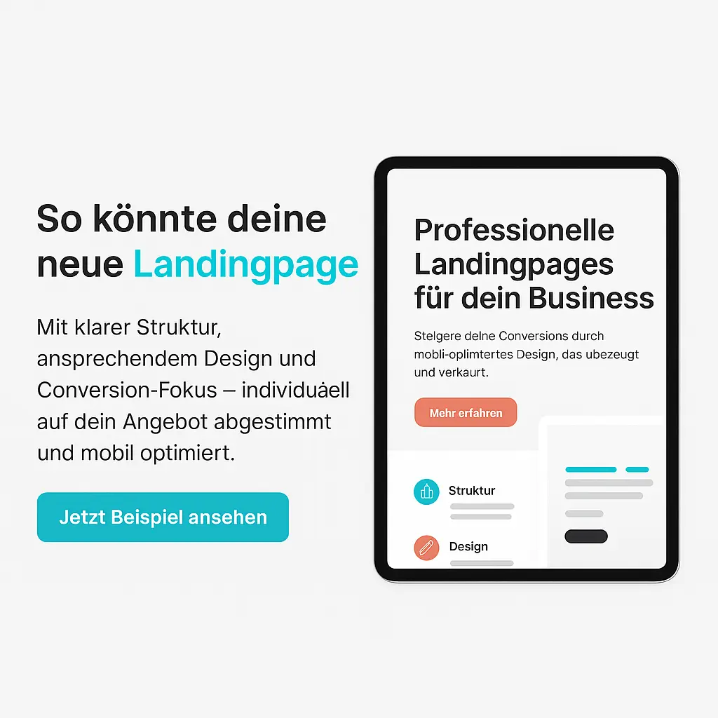 Mockup-Beispiel einer Landingpage Webdesign-Dienstleistung